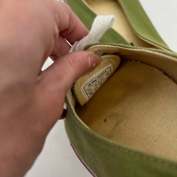 Extra Fine Sugar Women’s Retro Style Green Canvas Pointed Toe Sneaker Flats - Picture 10 of 15